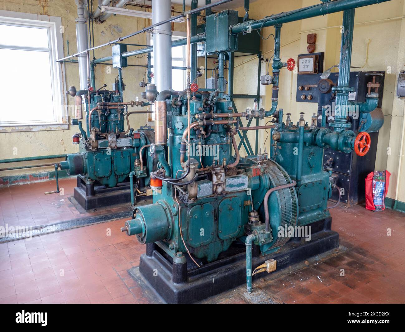 Old diesel engines at the lighthouse on Ardnamurchan Point, Scotland ...