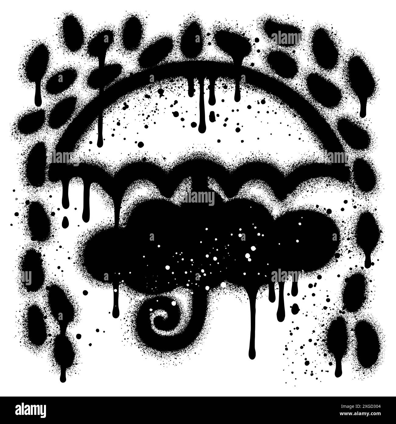 Cloud graffiti with black spray paint isolated with a white background ...