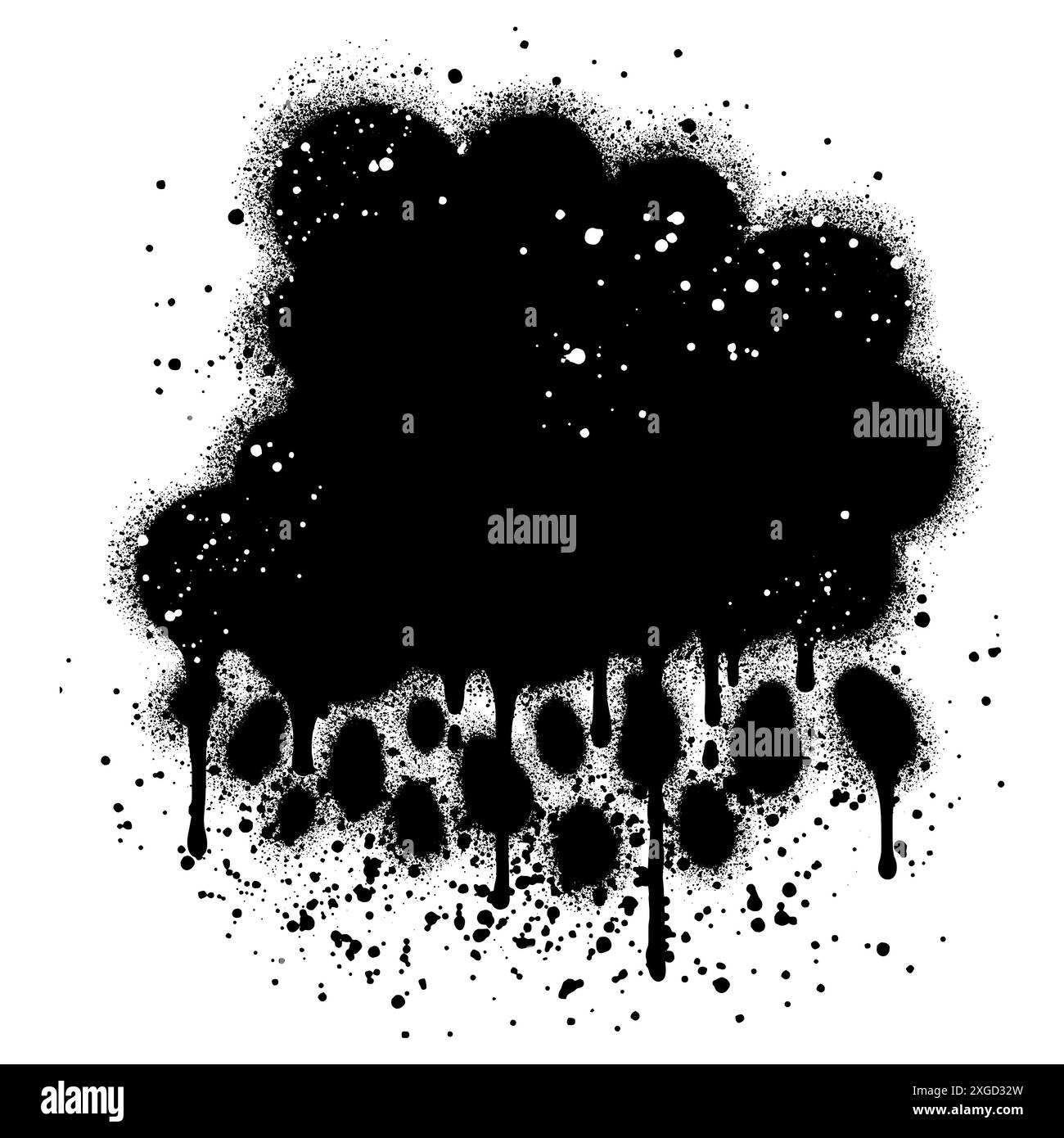 Cloud graffiti with black spray paint isolated with a white background ...