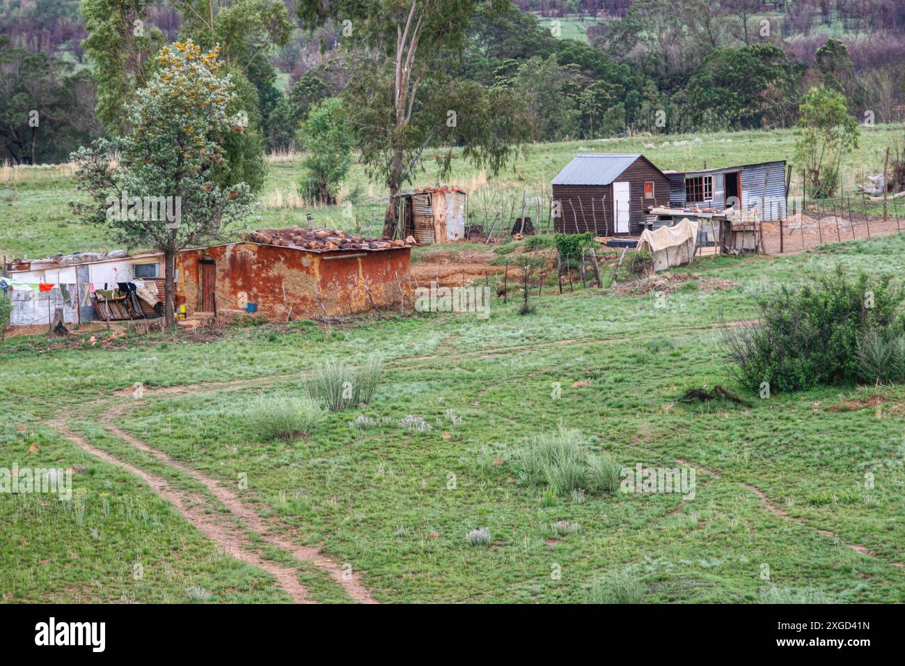 Shacks Made Out Of Tin In An Informal Settlement In South Africa Stock 