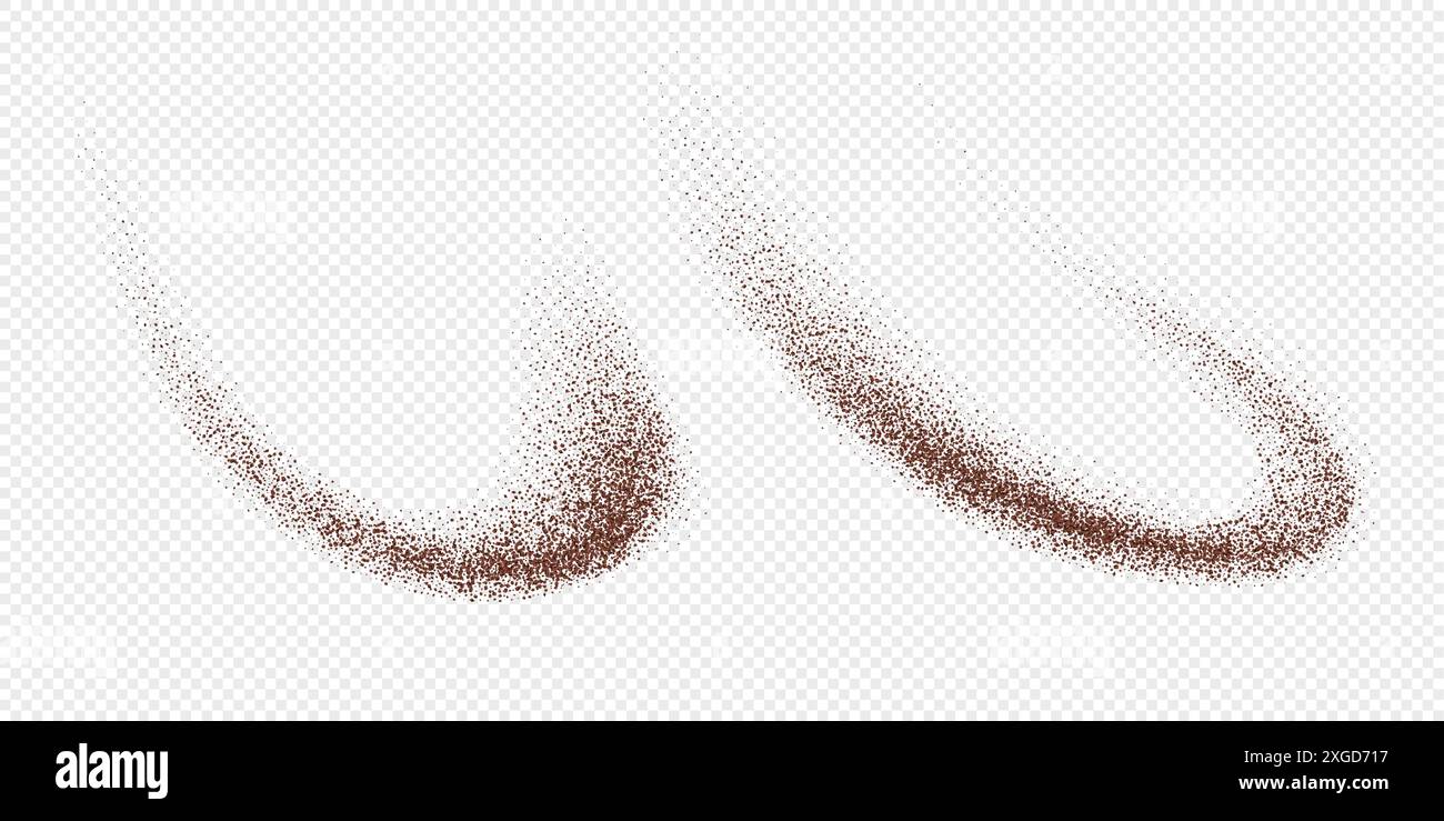 Flying coffee or chocolate powder, dust particles in motion, ground ...