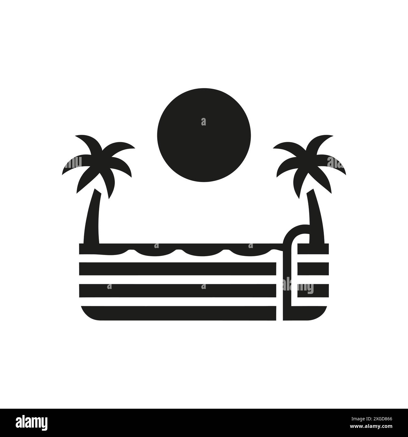 Palm trees island tropical beach waves Stock Vector Images - Alamy