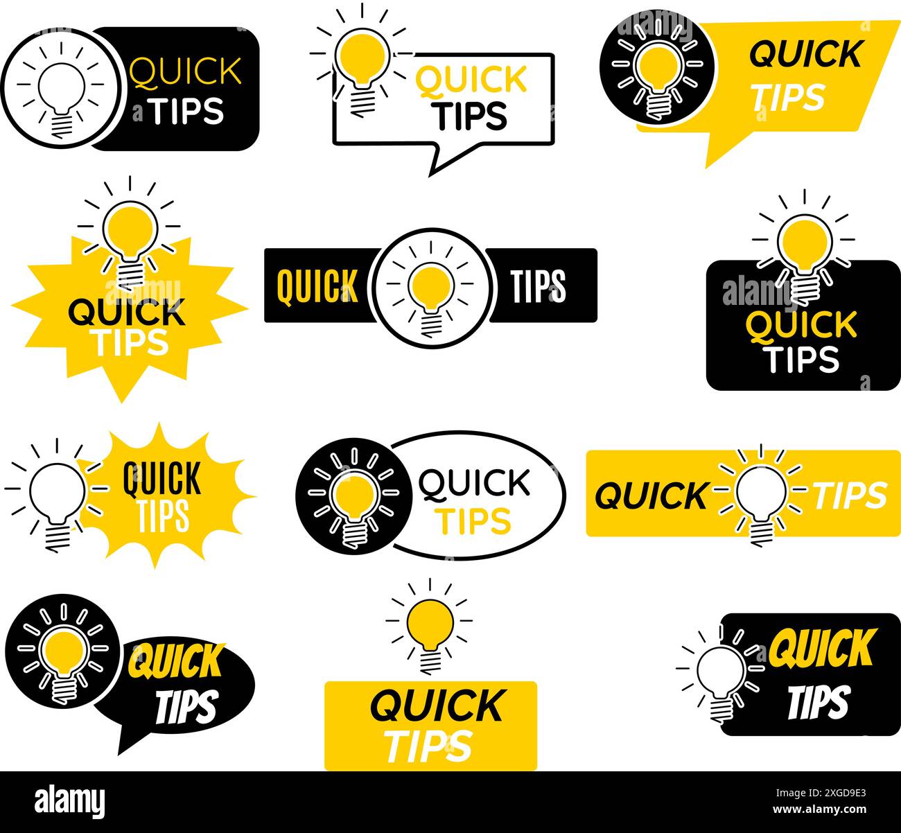 Quick tips helpful tricks icon set Stock Vector Image & Art - Alamy