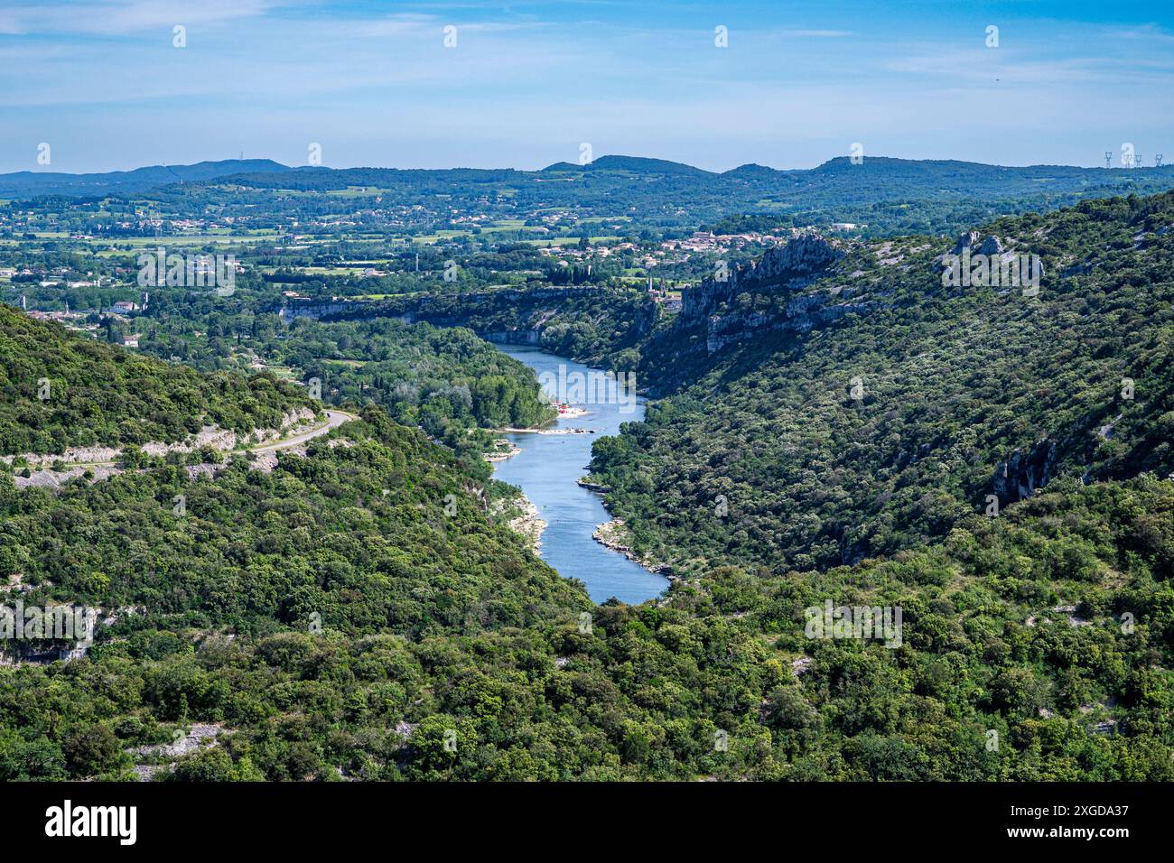 Aerial of the Ardeche Gorge (Gorges de l'Ardeche), Ardeche, Auvergne ...