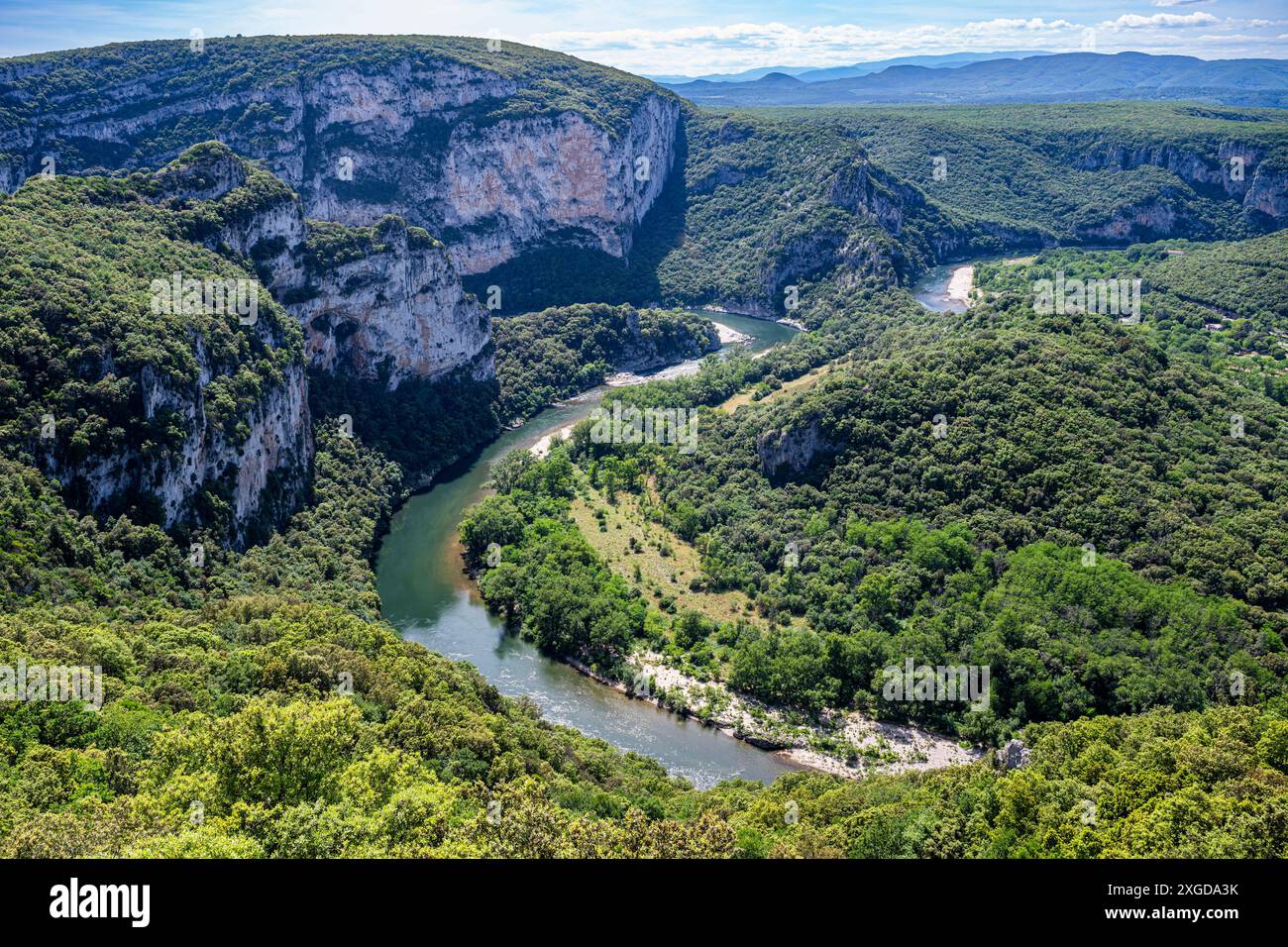 Aerial of the Ardeche Gorge (Gorges de l'Ardeche), Ardeche, Auvergne ...