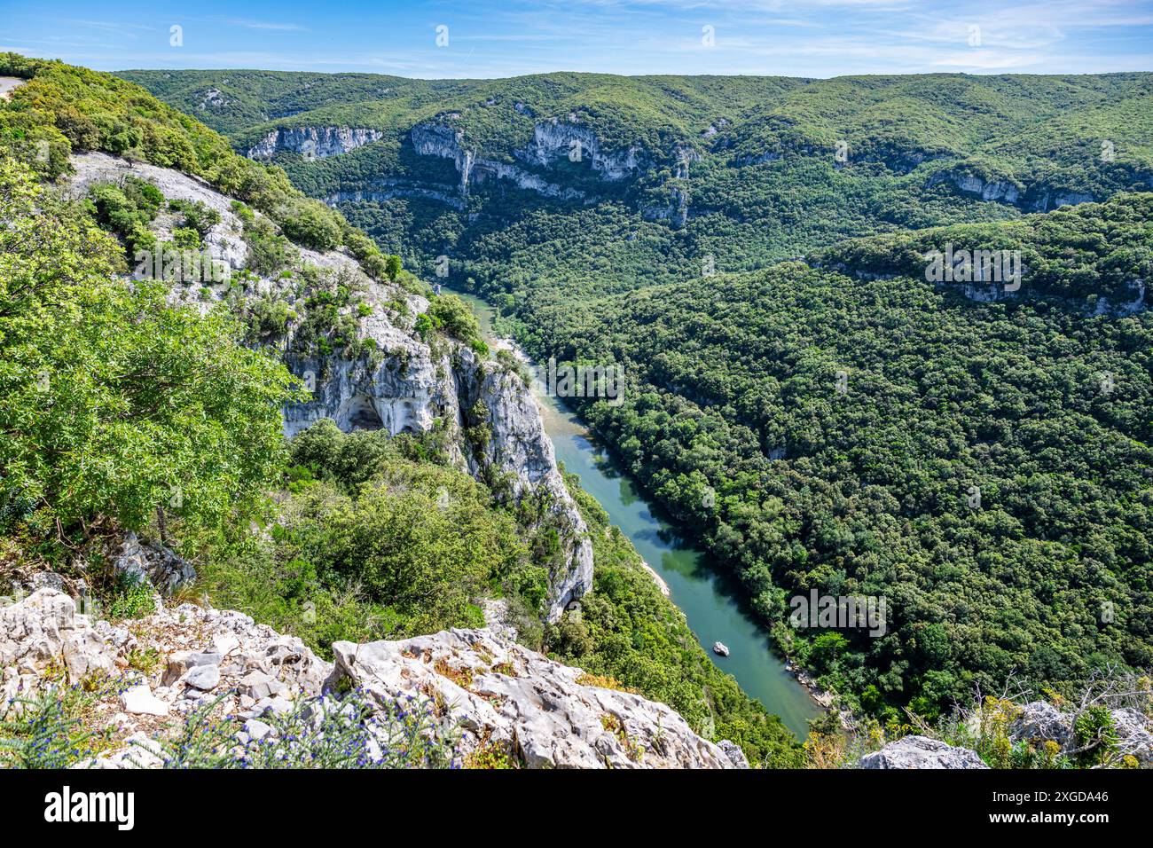 Aerial of the Ardeche Gorge (Gorges de l'Ardeche), Ardeche, Auvergne ...