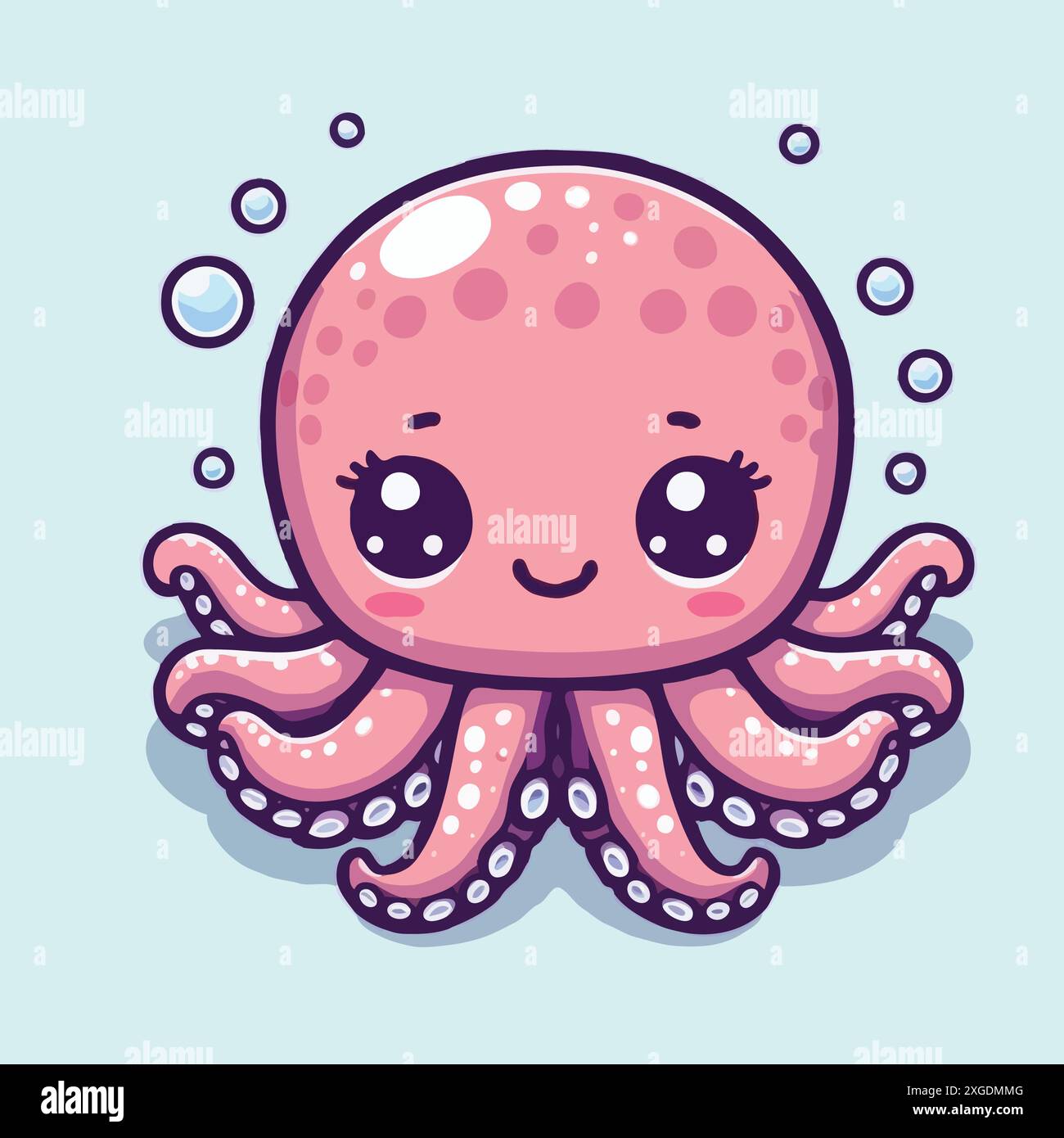 octopus vector art still life painting flat illustration Stock Vector ...