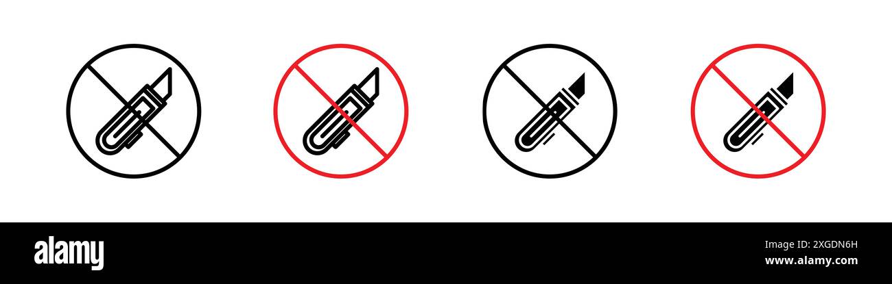Do not cut icon vector logo set collection for web app ui Stock Vector