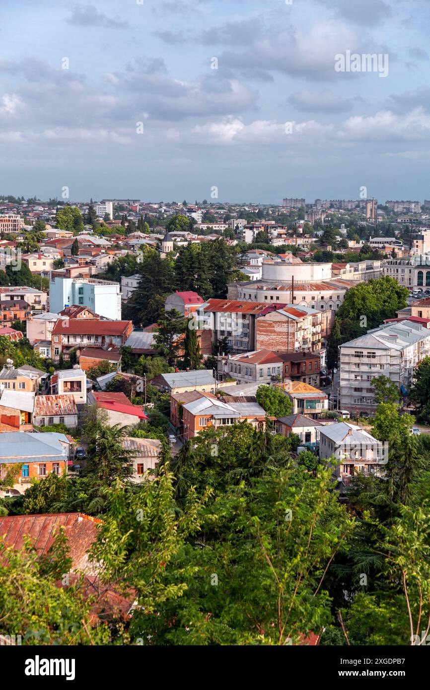 Kutaisi, Georgia - June 15, 2024: Aerial panoramic view of the city of Kutaisi, Imereti region of Georgia. Stock Photo