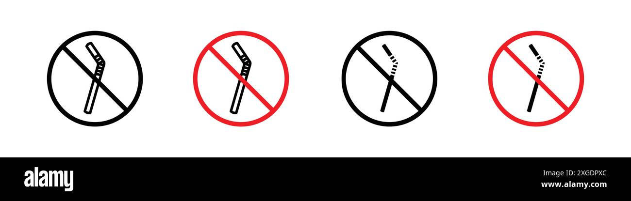 Stop using the plastic straw icon vector logo set collection for web app ui Stock Vector