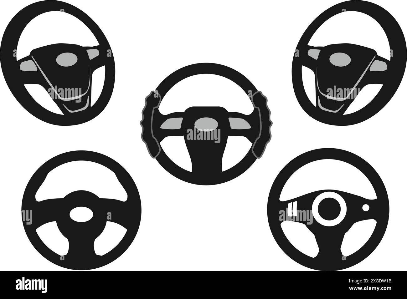 vector silhouette of car steering wheel Stock Vector