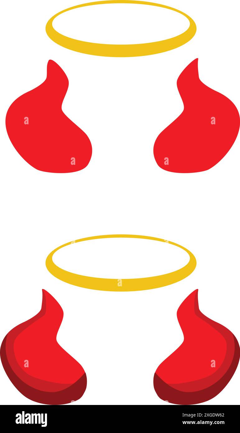 Red short devil horns halloween element vector decoration Stock Vector
