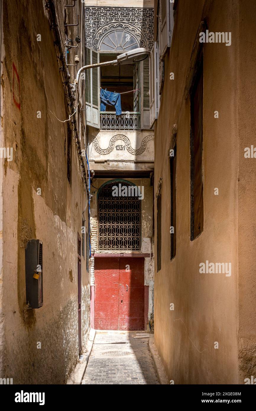 Fez, Morocco - March 19, 2024: Rabbi house in Mellah, or Jewish district, in Fez, Morocco Stock Photo