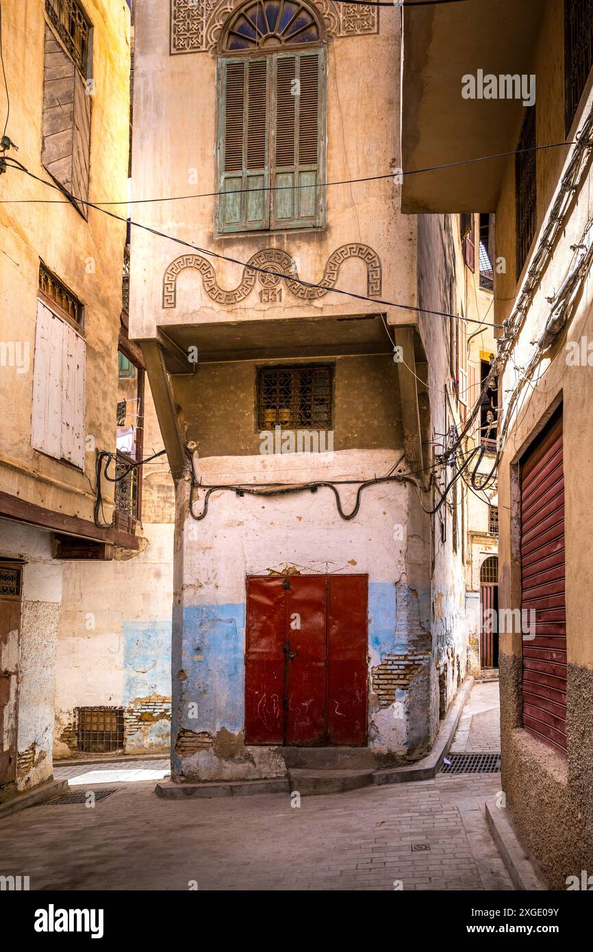 Fez, Morocco - March 19, 2024: Rabbi house in Mellah, or Jewish district, in Fez, Morocco Stock Photo