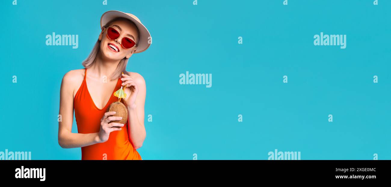 Young woman wearing red swimsuit hi-res stock photography and images ...