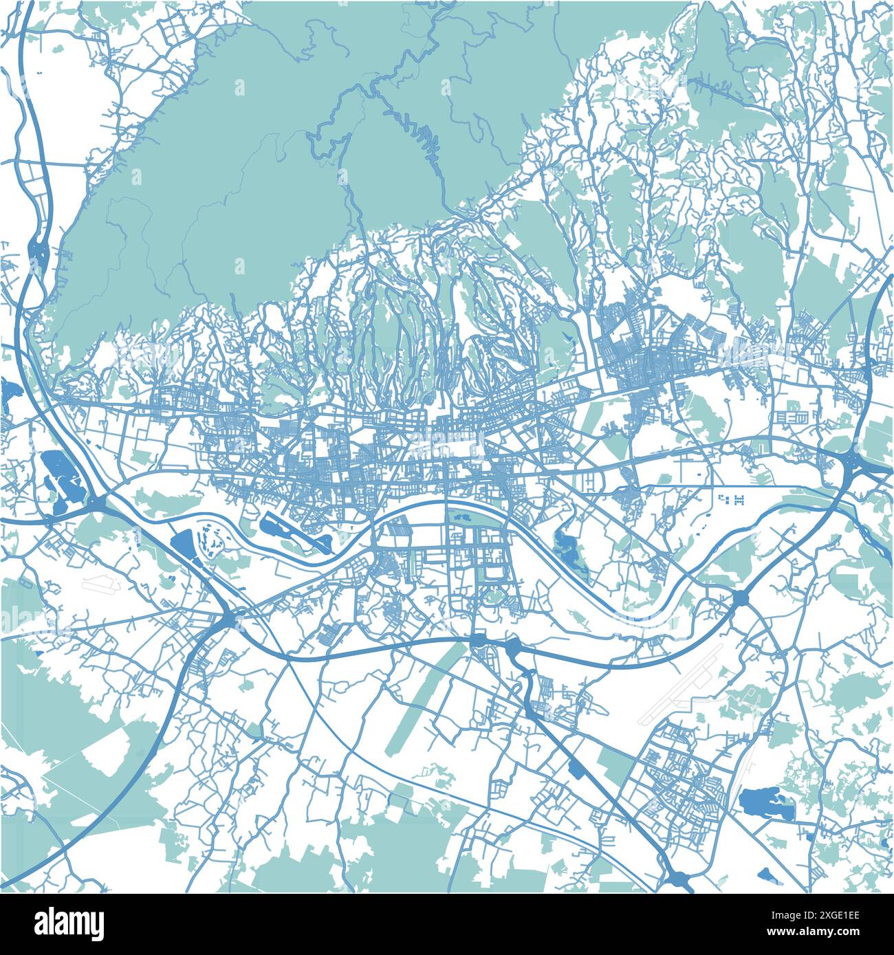 Map of Zagreb in Croatia in blue style. Contains layered vector with ...