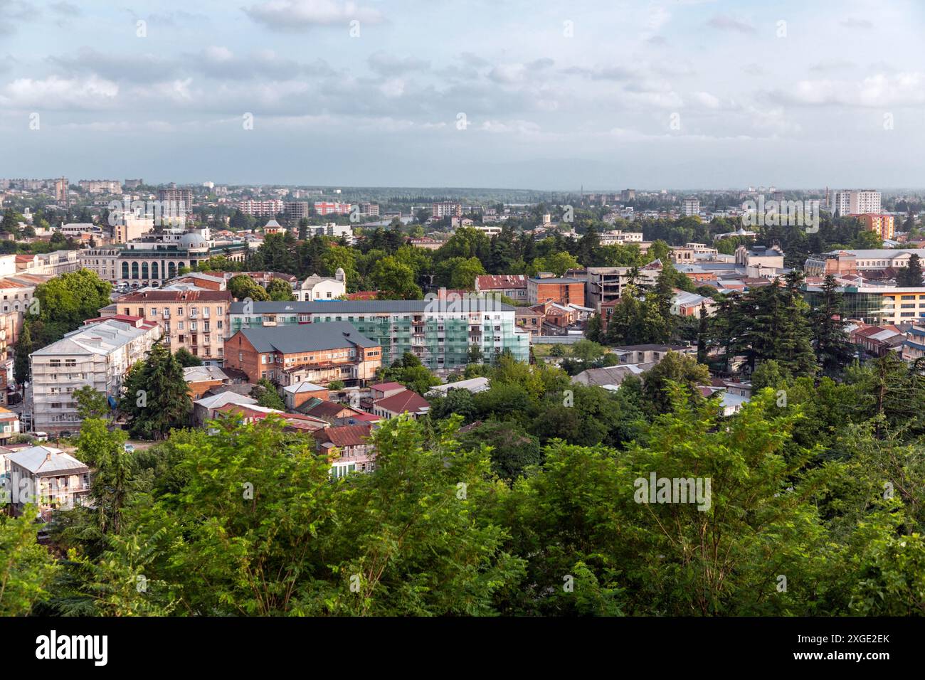 Kutaisi, Georgia - June 15, 2024: Aerial panoramic view of the city of Kutaisi, Imereti region of Georgia. Stock Photo