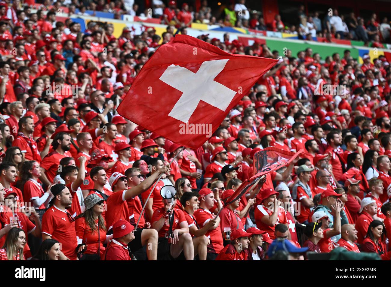 Jul With Fans DUSSELDORF, GERMANY - JULY 6: fans of Switzerland during the UEFA EURO ...