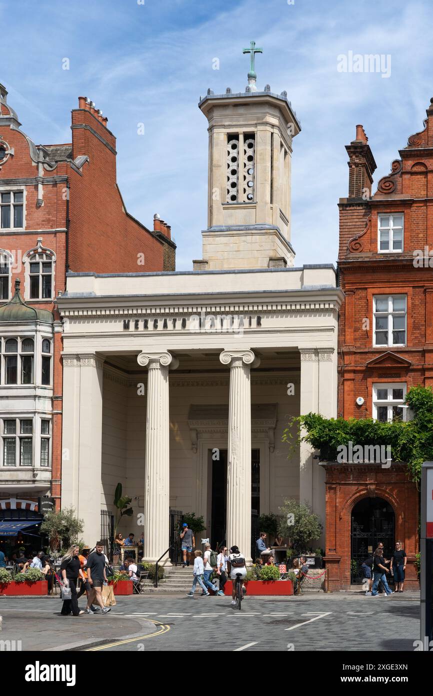 St Mark's, Mayfair, is a Grade I listed building. Deconsecrated in 1974, it is now a cultural hub and food hall. North Audley Street, London, UK Stock Photo