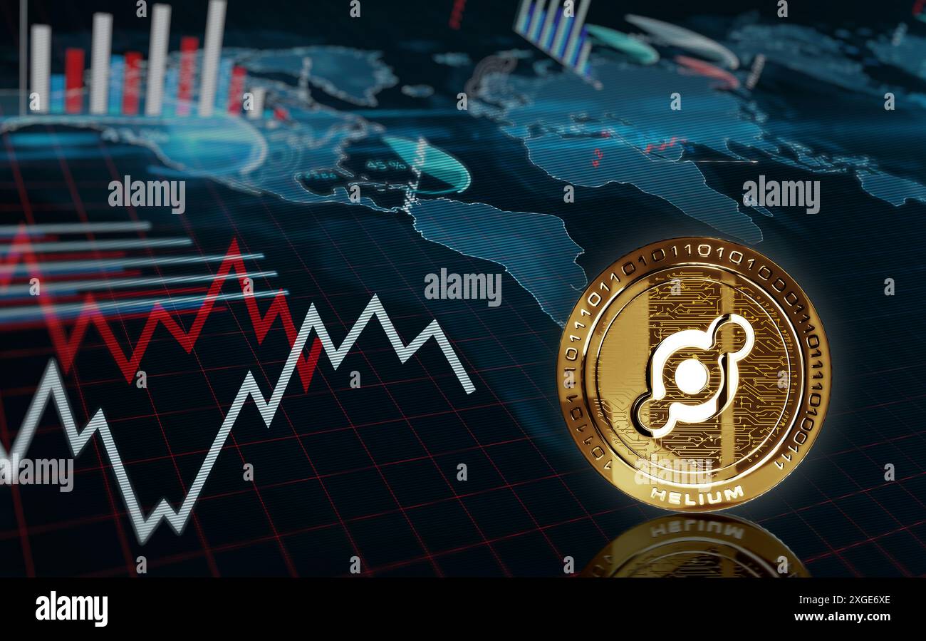 Helium HNT Cryptocurrency. Helium coin growth chart on the exchange, chart  Stock Photo - Alamy