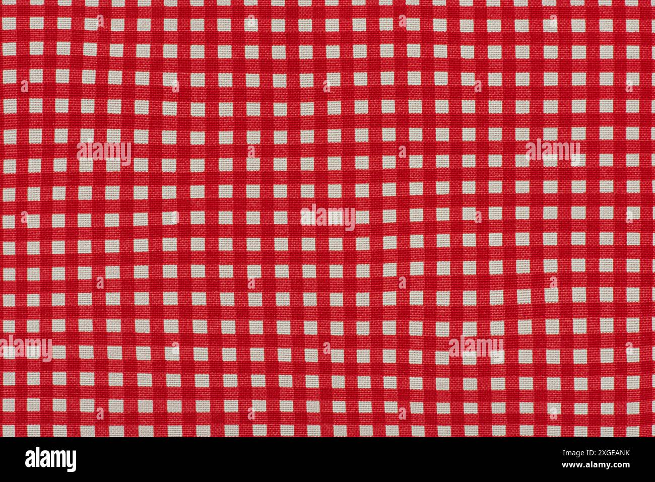 Checkered red and white tablecloth texture. Stock Photo