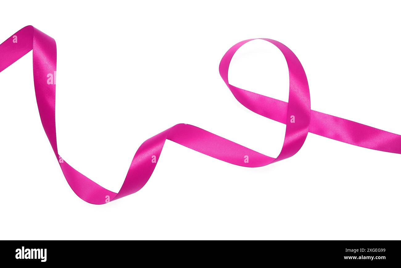 One pink satin ribbon isolated on white Stock Photo - Alamy