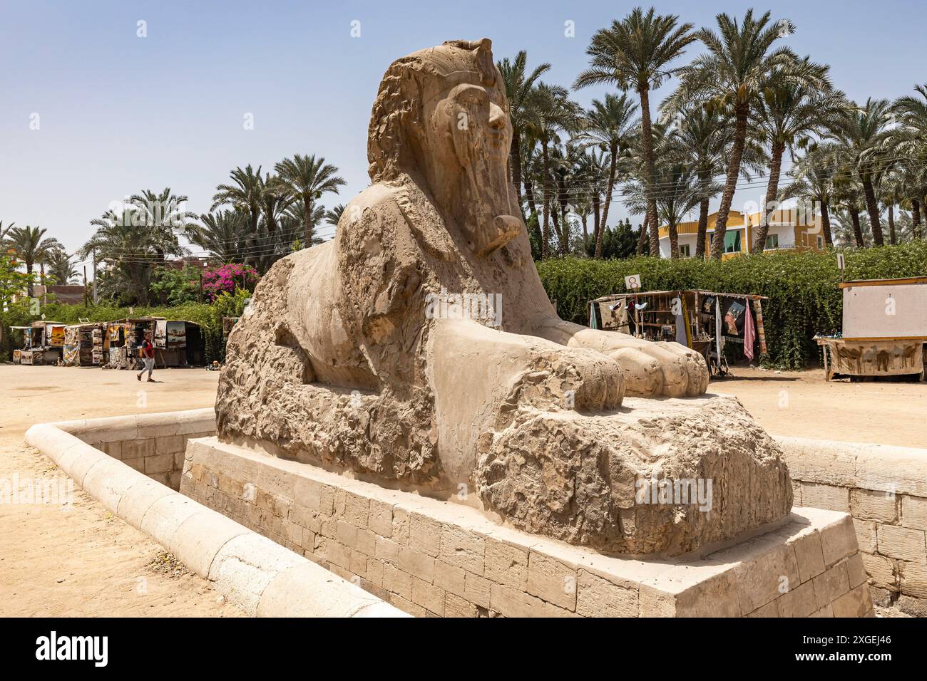 Menphis, Sphinx of Memphis, Alabaster Sphinx, Menphis museum, ancient capital at lower Egypt, Giza governorate, Egypt, North Africa, Africa Stock Photo