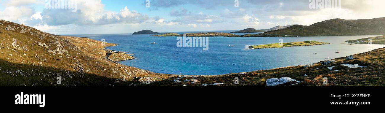 Sandray Outer Hebrides, Scotland. Looking south over the headlands of west ...