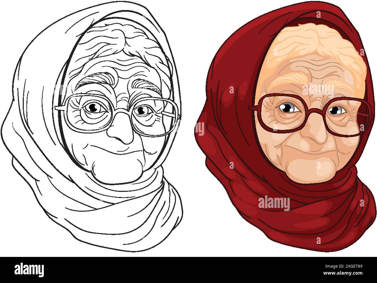Illustration of an elderly woman with glasses Stock Vector Image & Art ...
