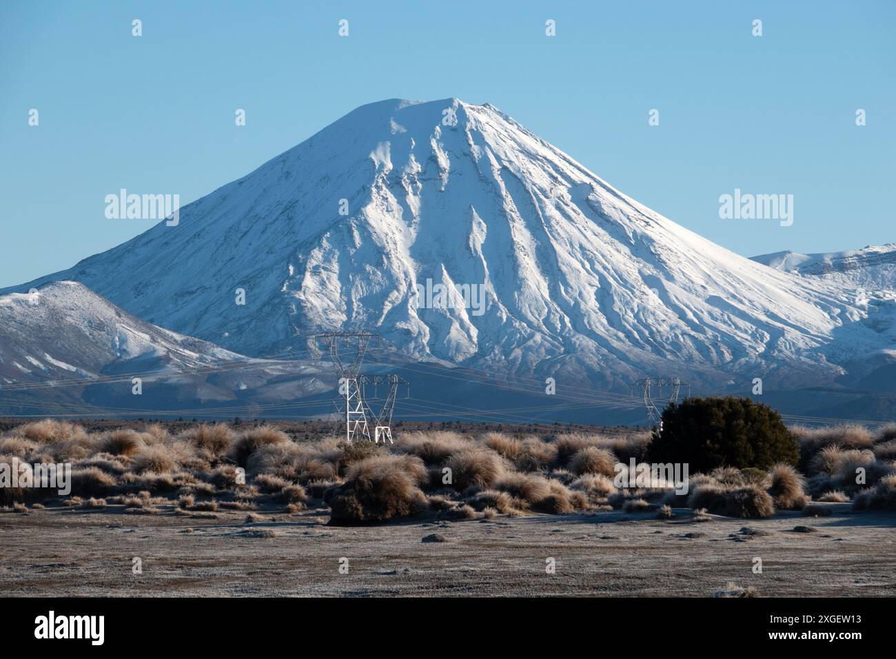 Snow covered Mount Ngauruhoe in Ruapehu, New Zealand Stock Photo - Alamy
