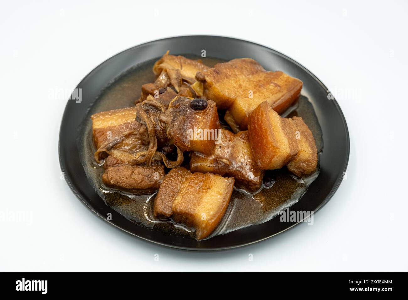 Philippine Top Dish which is the Pork Adobo. This is a bisaya sweet version which is the Pork Humba with Tausi beans and Banana Blossom Stock Photo