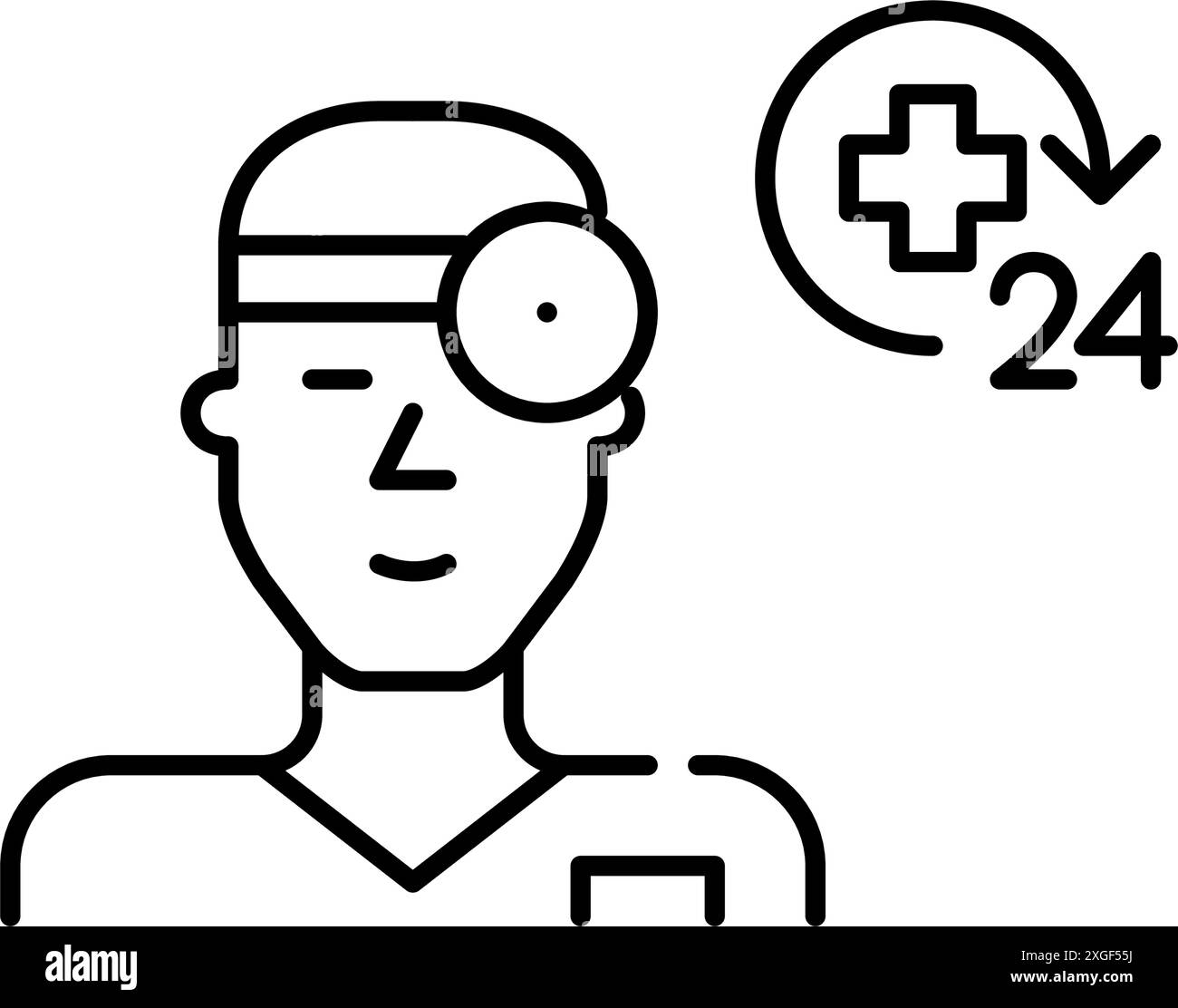 Ear nose throat doctor and 24 hour healthcare symbol. Emergency medical