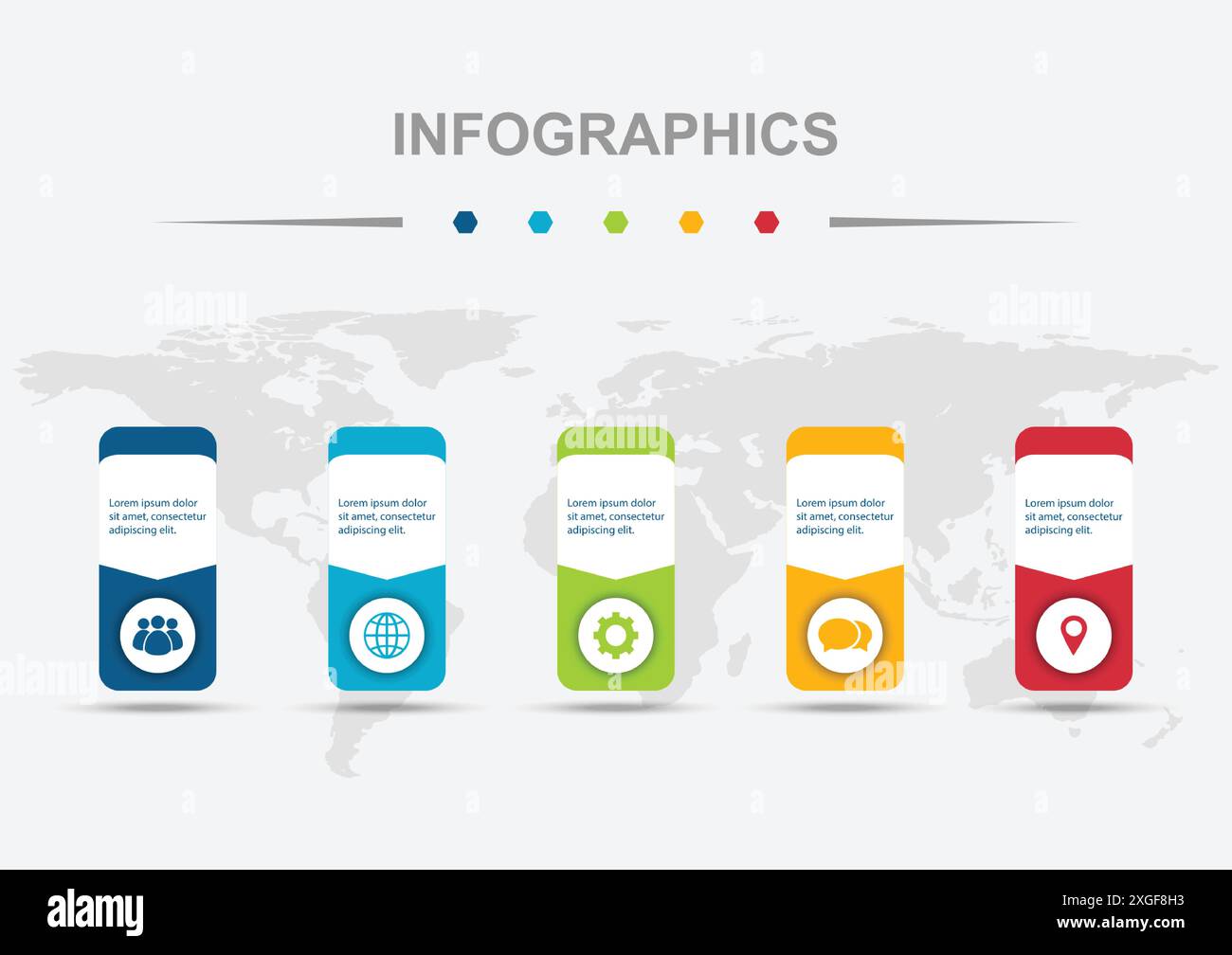 Infographic design template with 5 rounded rectangles badge, stock vector Stock Vector