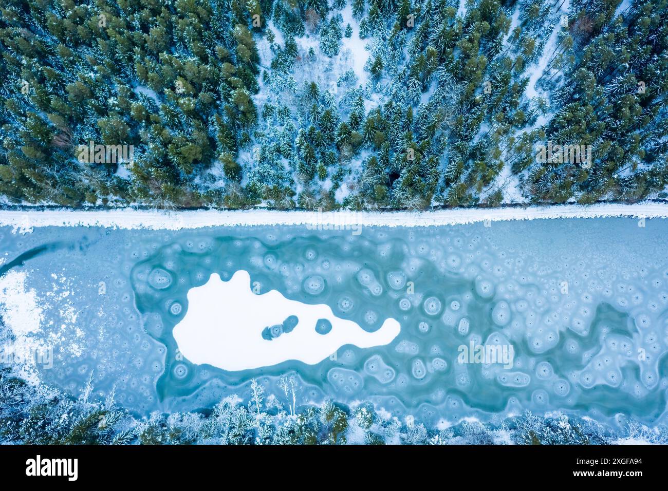 Aerial frozen lake in cold hi-res stock photography and images - Alamy