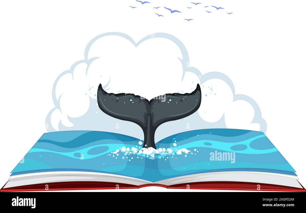 Whale tail splashing out of an open book Stock Vector Image & Art - Alamy