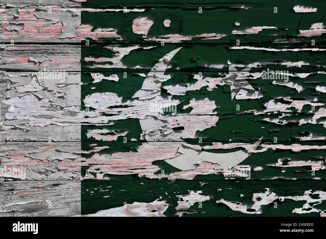 Flag of Pakistan painted on a grunge wooden board Stock Photo - Alamy