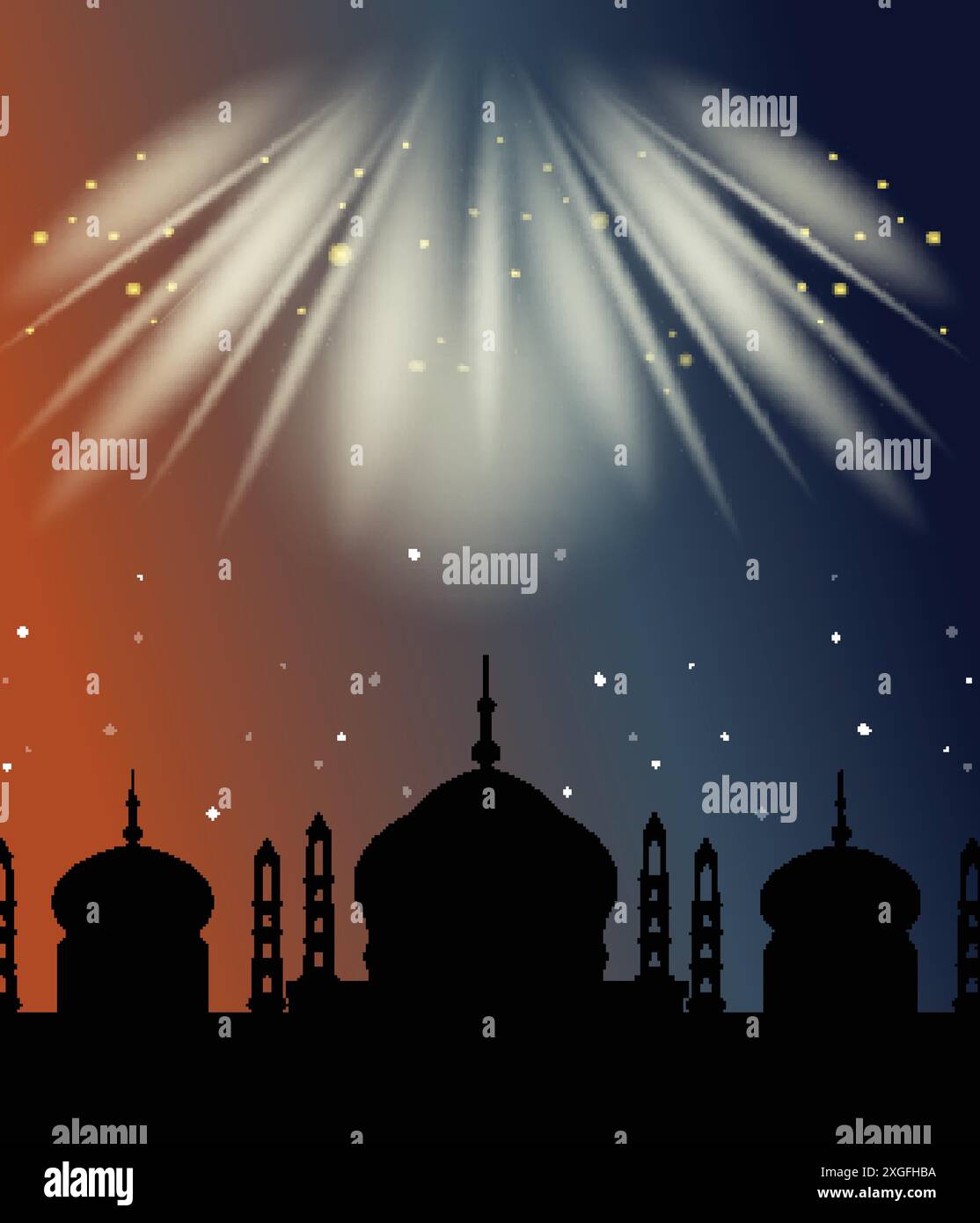 Silhouette of mosque under a starry night sky Stock Vector Image & Art ...