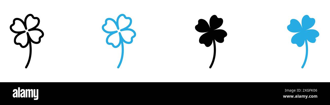 Four leaf clover icon vector logo set collection for web app ui Stock ...