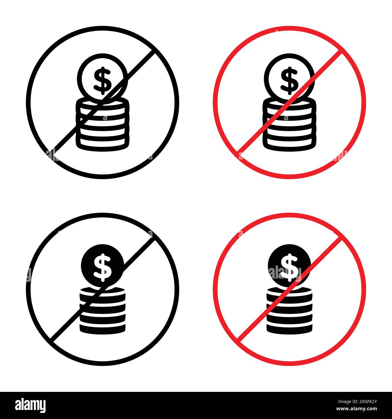 No cash sign vector logo set collection for web app ui Stock Vector