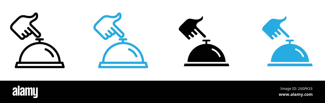 Hand touching service bell icon vector logo set collection for web app ...