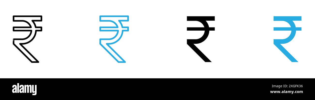 Indian rupee icon vector logo set collection for web app ui Stock Vector