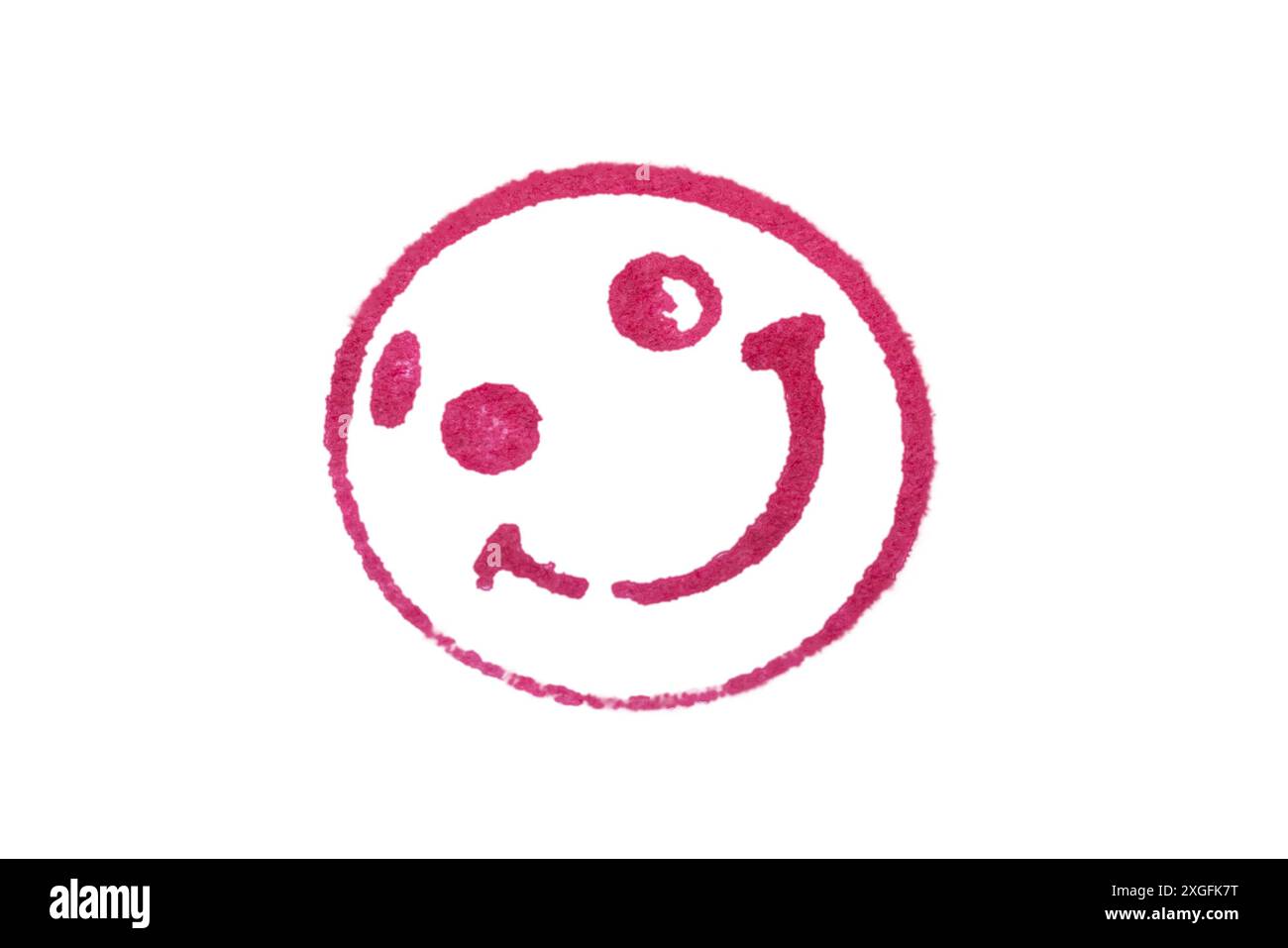 Red smiling face stamp isolated Stock Photo