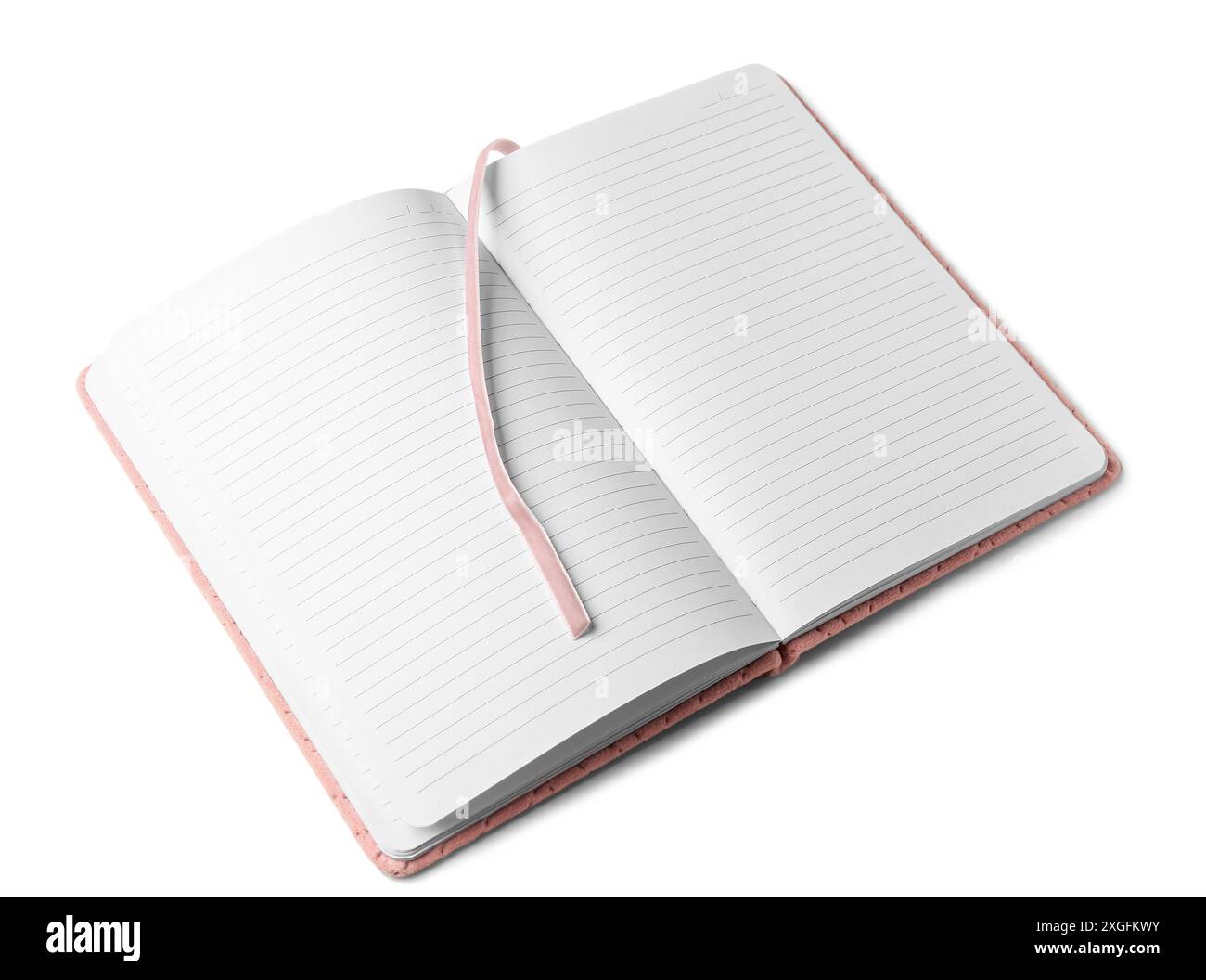 Stylish open notebook on white background Stock Photo