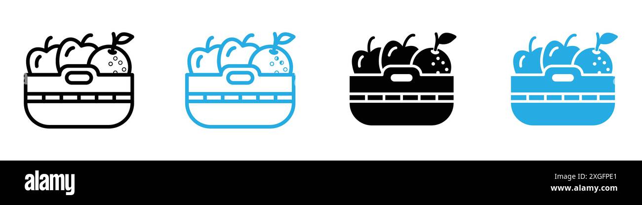 Fruit basket icon vector logo set collection for web app ui Stock ...
