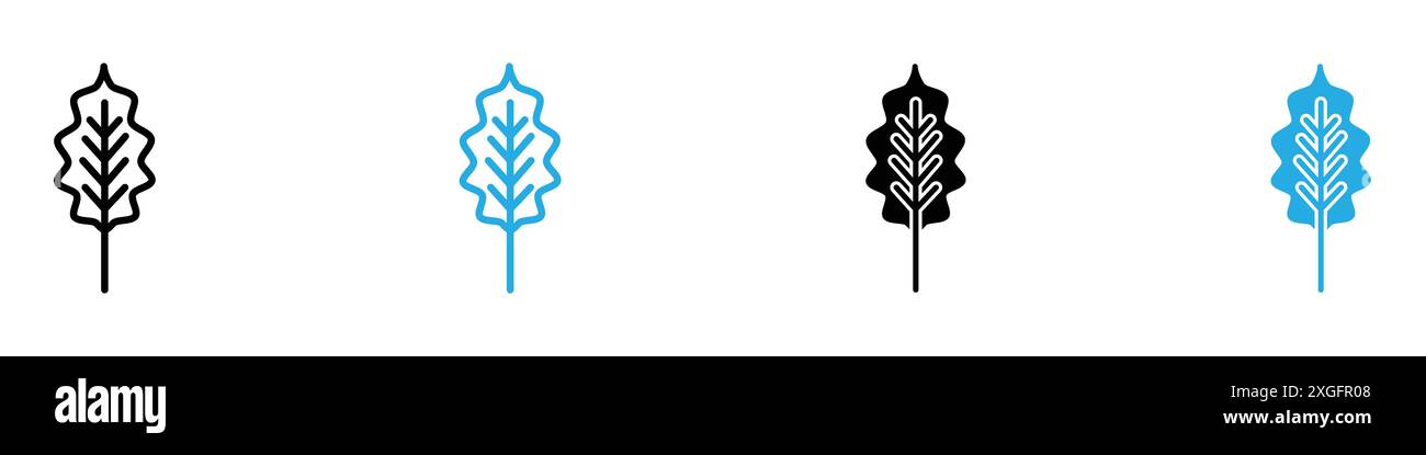 Oak leaf with veins icon vector logo set collection for web app ui Stock Vector
