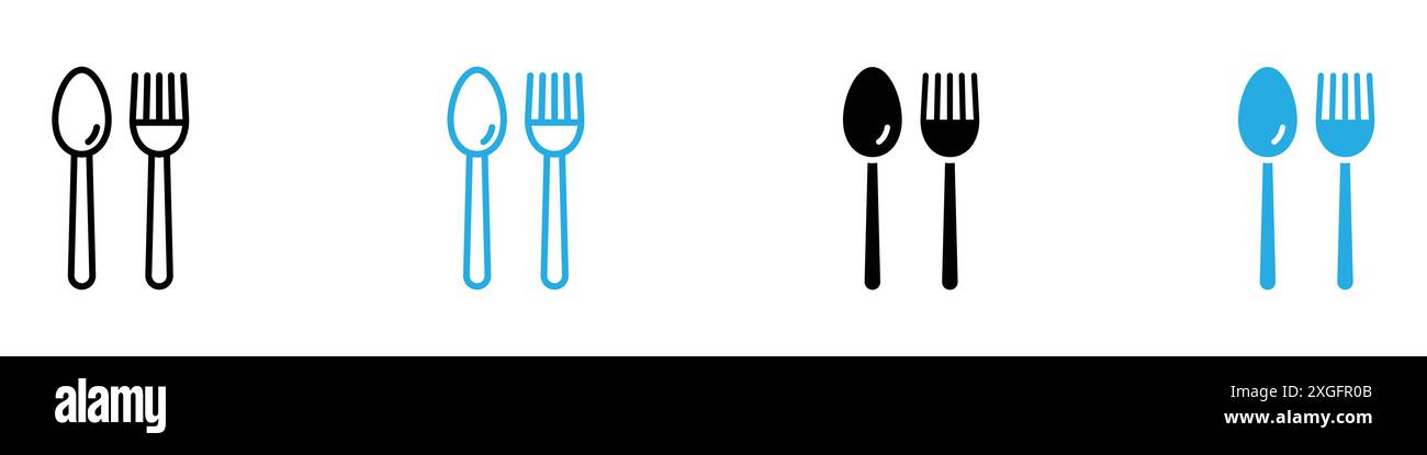 Spoon and Fork Icon vector logo set collection for web app ui Stock ...