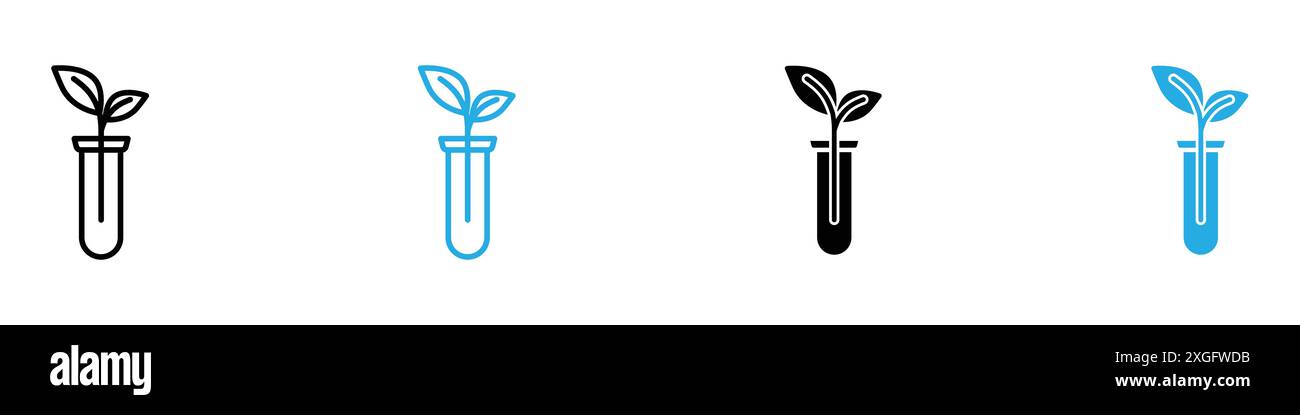 Test tube with plant icon vector logo set collection for web app ui Stock Vector