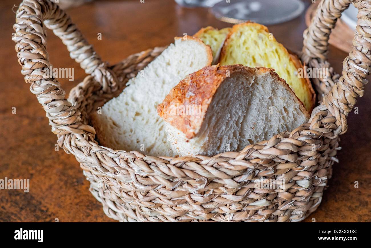 Artisan Spanish Bread Basket Stock Photo