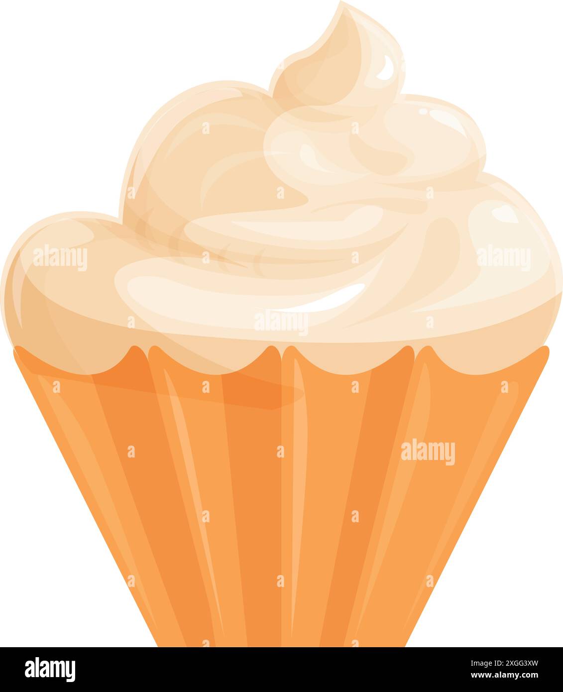 Single cupcake with creamy frosting is making your mouth water Stock Vector