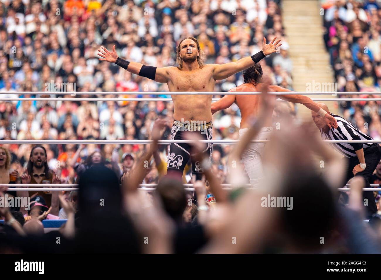 "Hangman" Adam Page posing in the ring at AEW All In, Wembley Stadium, London on Sunday 27th August 2023 Stock Photo